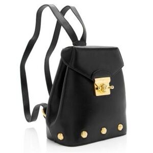 Salvatore Ferragamo Flap Lock Studded Leather Backpack